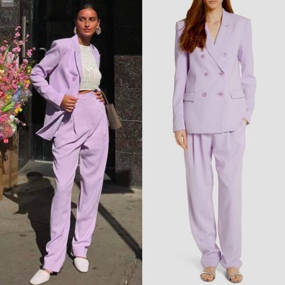 Tibi Steward Lavender Light Purple Oversized Double Breasted Crepe Blazer 4 - Picture 1 of 13